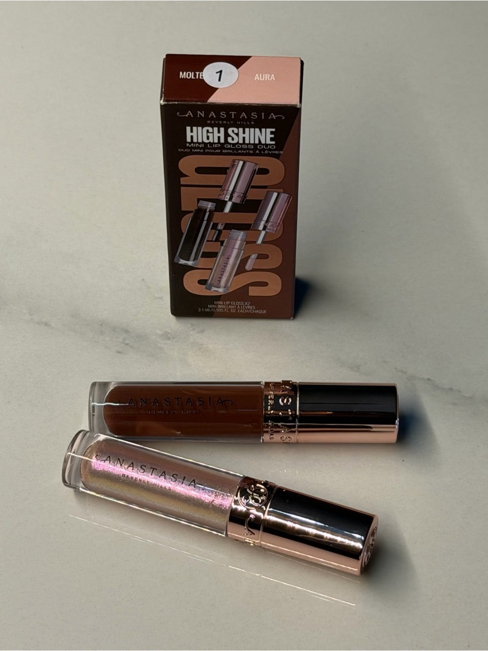 Anastasia High Shine Mini Lip Gloss Duo — Molten and Aura
